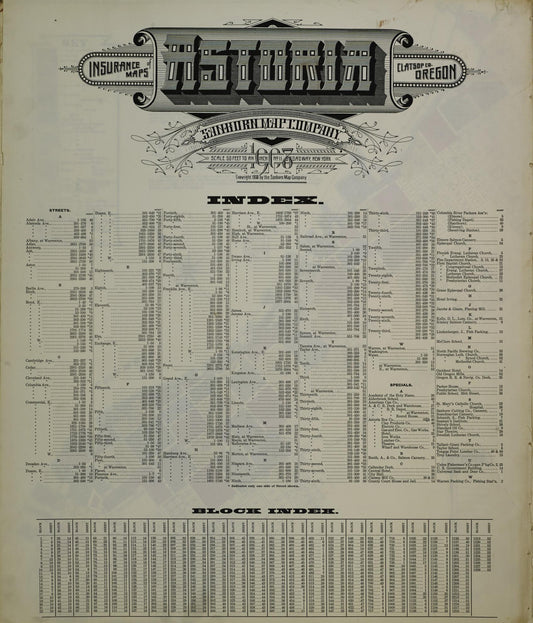 Sanborn Fire Insurance Map from Astoria, Clatsop County, Oregon (1908), Sheet #0001 - Historic Sanborn Fire Insurance Map Print, vintage old map wall art, antique decor, genealogy gift, Oregon Oregon map