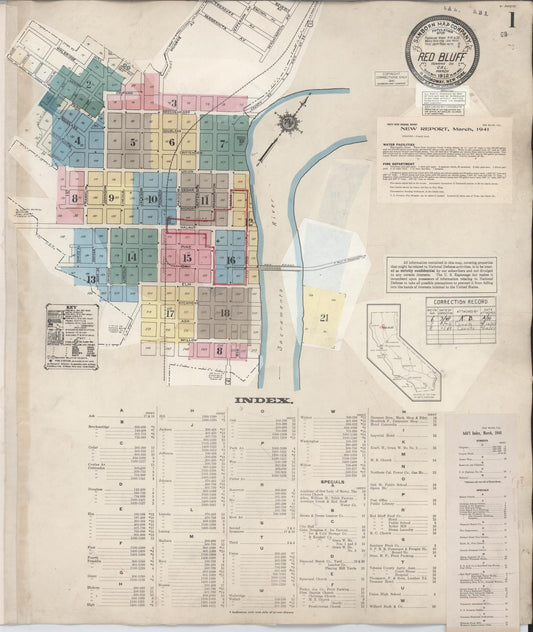 Sanborn Fire Insurance Map from Red Bluff, Tehama County, California (1949), Sheet #0001 - Complete Map Set gallery image, historic Sanborn map, vintage wall art, California California