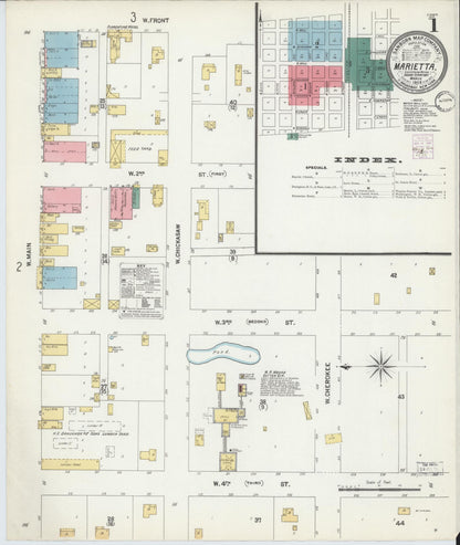 Sanborn Fire Insurance Map from Marietta, Love County, Oklahoma (1902), Sheet #0001 - Complete Map Set gallery image, historic Sanborn map, vintage wall art, Oklahoma Oklahoma