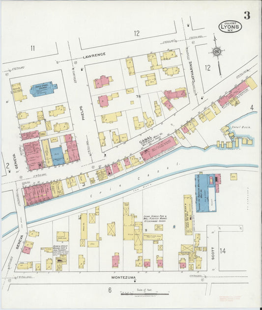 Sanborn Fire Insurance Map from Lyons, Wayne County, New York (1917), Sheet #0003 - Historic Sanborn Fire Insurance Map Print, vintage old map wall art, antique decor, genealogy gift, New York New York map