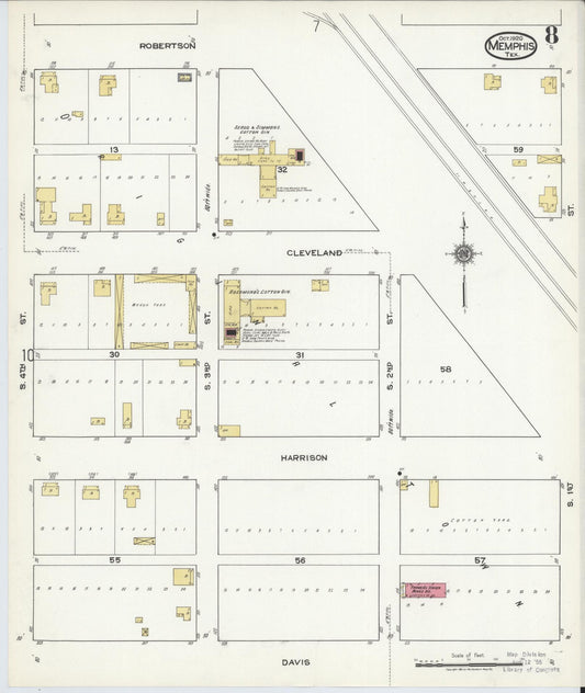 Sanborn Fire Insurance Map from Memphis, Hall County, Texas (1920), Sheet #0008 - Historic Sanborn Fire Insurance Map Print, vintage old map wall art, antique decor, genealogy gift, Texas Texas map