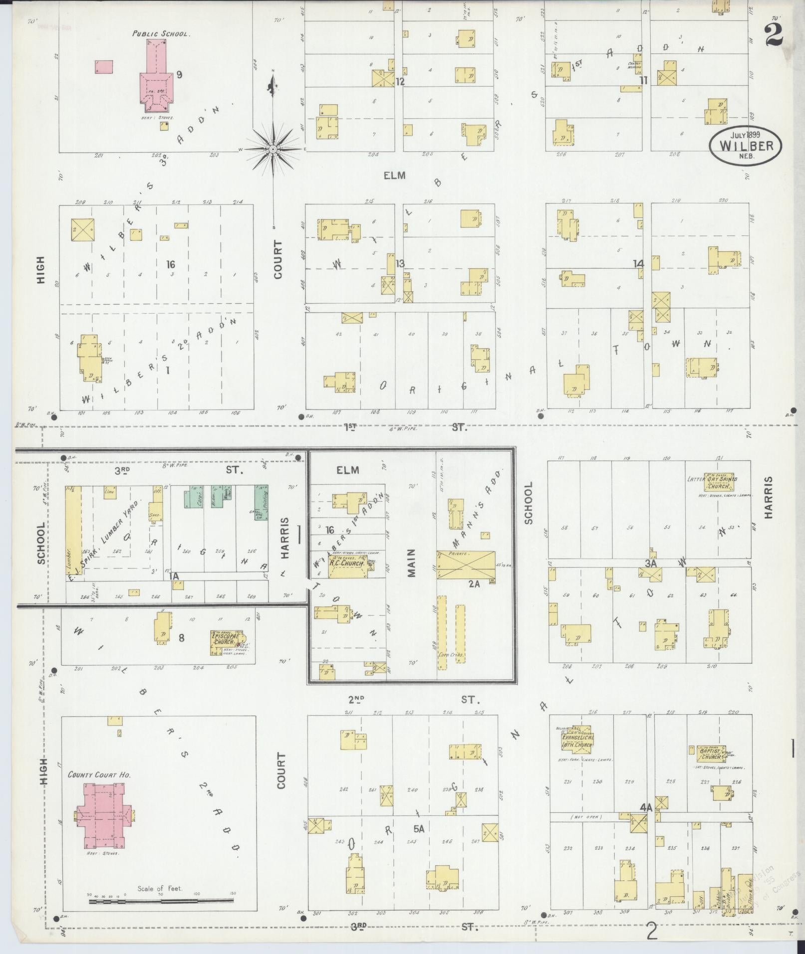 Sanborn Fire Insurance Map from Wilber, Saline County, Nebraska (1899), Sheet #0002 - Historic Sanborn Fire Insurance Map Print, vintage old map wall art, antique decor, genealogy gift, Nebraska Nebraska map
