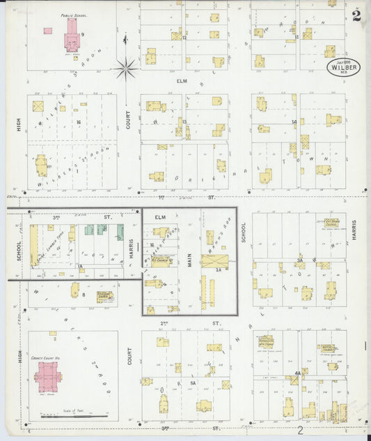 Sanborn Fire Insurance Map from Wilber, Saline County, Nebraska (1899), Sheet #0002 - Historic Sanborn Fire Insurance Map Print, vintage old map wall art, antique decor, genealogy gift, Nebraska Nebraska map