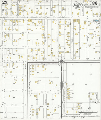 Sanborn Fire Insurance Map from Olympia, Thurston County, Washington (1924), Sheet #0023 - Complete Map Set gallery image, historic Sanborn map, vintage wall art, Washington Washington