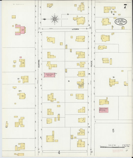 Sanborn Fire Insurance Map from Canton, Madison County, Mississippi (1905), Sheet #0007 - Historic Sanborn Fire Insurance Map Print, vintage old map wall art, antique decor, genealogy gift, Mississippi Mississippi map