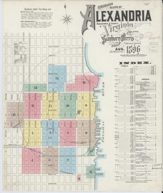 Sanborn Fire Insurance Map from Alexandria, Independent Cities, Virginia (1891), Sheet #0001 - Complete Map Set gallery image, historic Sanborn map, vintage wall art, Virginia Virginia
