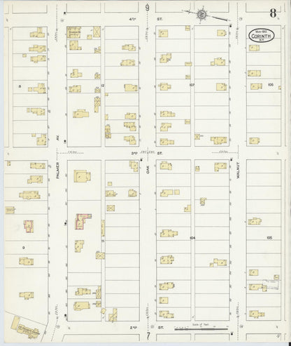 Sanborn Fire Insurance Map from Corinth, Saratoga County, New York (1912), Sheet #0008 - Historic Sanborn Fire Insurance Map Print, vintage old map wall art, antique decor, genealogy gift, New York New York map