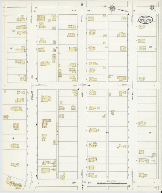 Sanborn Fire Insurance Map from Corinth, Saratoga County, New York (1912), Sheet #0008 - Historic Sanborn Fire Insurance Map Print, vintage old map wall art, antique decor, genealogy gift, New York New York map