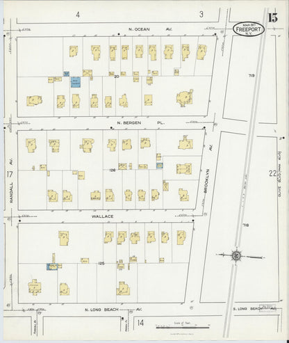 Sanborn Fire Insurance Map from Freeport, Nassau County, New York (1917), Sheet #0015 - Historic Sanborn Fire Insurance Map Print, vintage old map wall art, antique decor, genealogy gift, New York New York map