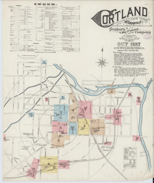 Sanborn Fire Insurance Map from Cortland, Cortland County, New York. (1887) – Historic Sanborn Fire Insurance Map Print