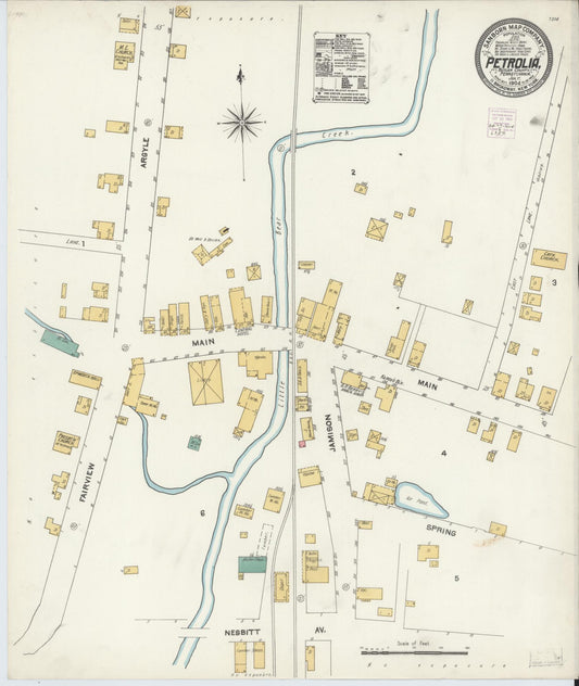 Sanborn Fire Insurance Map from Petrola, Butler County, Pennsylvania (1904), Sheet #0001 - Historic Sanborn Fire Insurance Map Print, vintage old map wall art, antique decor, genealogy gift, Pennsylvania Pennsylvania map