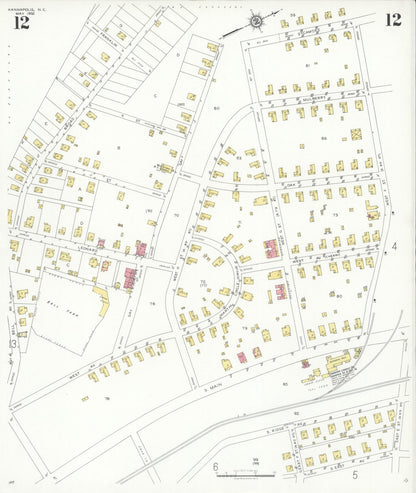 Sanborn Fire Insurance Map from Kannapolis, Rowan And Cabarrus Counties, North Carolina (1932), Sheet #0012 - Historic Sanborn Fire Insurance Map Print, vintage old map wall art, antique decor, genealogy gift, North Carolina North Carolina map