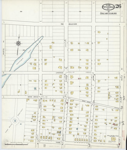 Sanborn Fire Insurance Map from Patchogue, Suffolk County, New York (1916), Sheet #0026 - Complete Map Set gallery image, historic Sanborn map, vintage wall art, New York New York