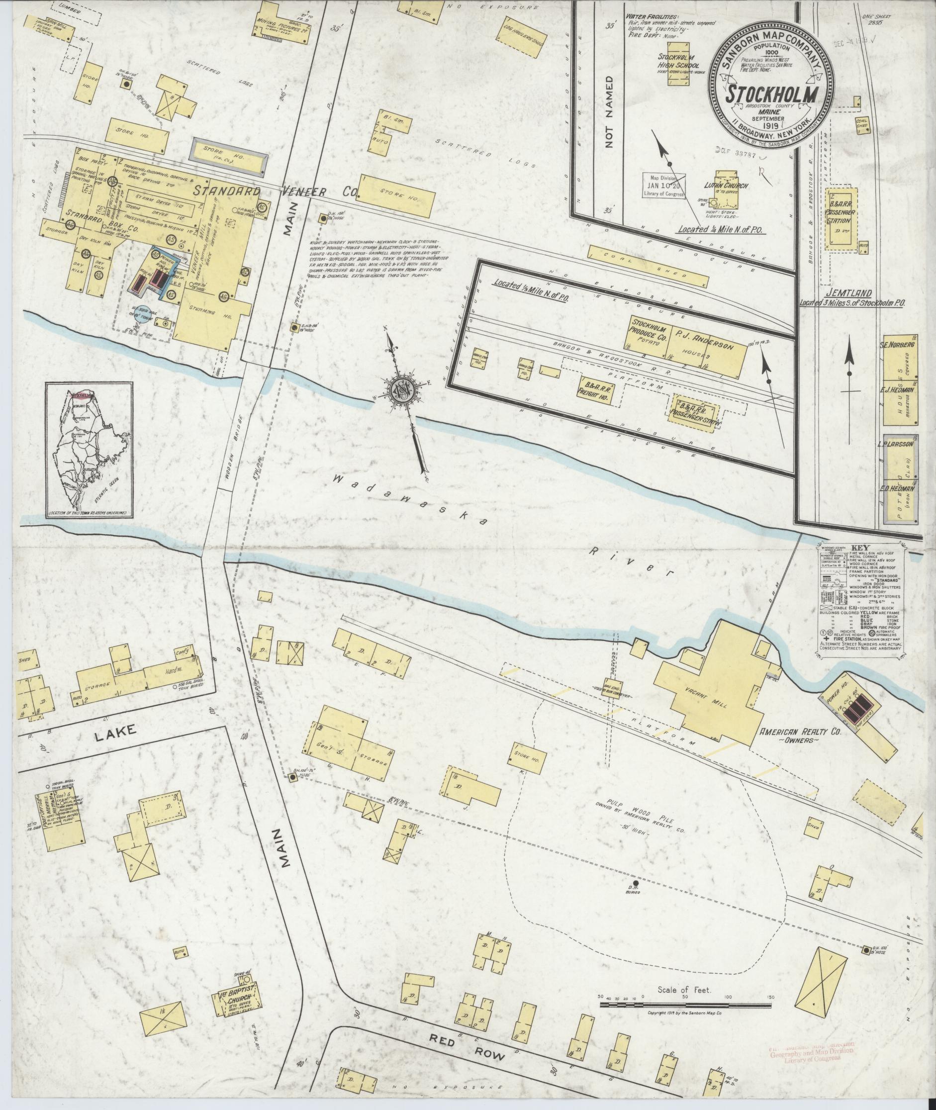 Sanborn Fire Insurance Map from Stockholm, Aroostook County, Maine. (1919) – Historic Sanborn Fire Insurance Map Print