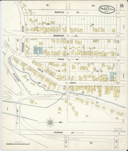 Sanborn Fire Insurance Map from Park City, Summit County, Utah (1889), Sheet #0006 - Complete Map Set gallery image, historic Sanborn map, vintage wall art, Utah Utah