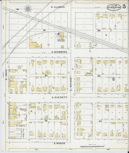 Sanborn Fire Insurance Map from Streator, La Salle County, Illinois (1892), Sheet #0005 - Historic Sanborn Fire Insurance Map Print, vintage old map wall art, antique decor, genealogy gift, Illinois Illinois map