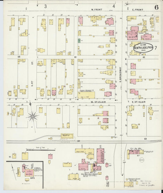 Sanborn Fire Insurance Map from New Philadelphia, Tuscarawas County, Ohio (1896), Sheet #0006 - Historic Sanborn Fire Insurance Map Print, vintage old map wall art, antique decor, genealogy gift, Ohio Ohio map