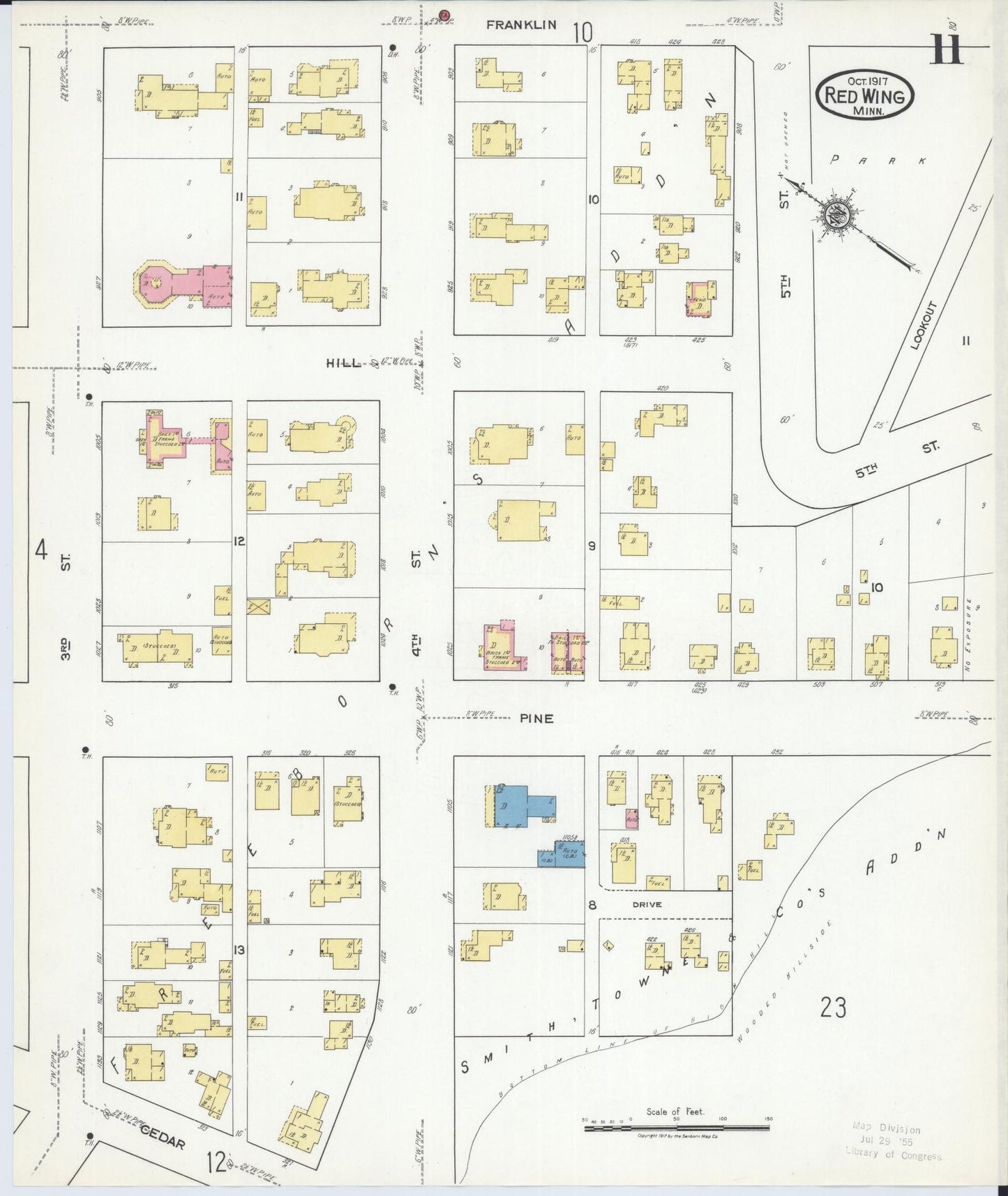 Sanborn Fire Insurance Map from Red Wing, Goodhue County, Minnesota (1917), Sheet #0011 - Historic Sanborn Fire Insurance Map Print, vintage old map wall art, antique decor, genealogy gift, Minnesota Minnesota map