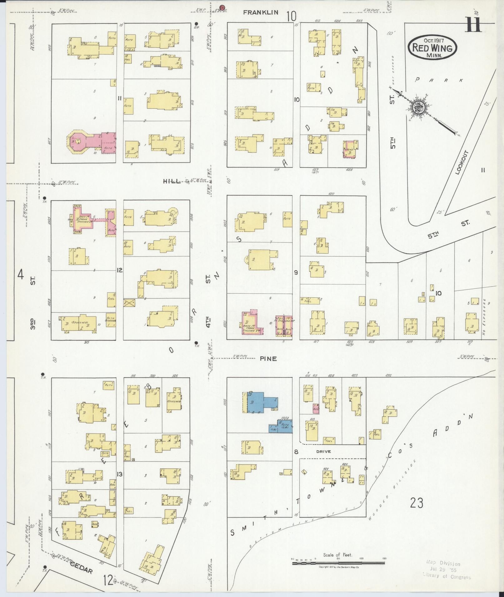 Sanborn Fire Insurance Map from Red Wing, Goodhue County, Minnesota (1917), Sheet #0011 - Historic Sanborn Fire Insurance Map Print, vintage old map wall art, antique decor, genealogy gift, Minnesota Minnesota map