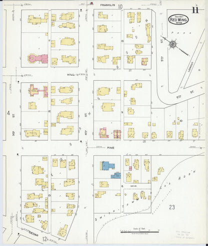 Sanborn Fire Insurance Map from Red Wing, Goodhue County, Minnesota (1917), Sheet #0011 - Historic Sanborn Fire Insurance Map Print, vintage old map wall art, antique decor, genealogy gift, Minnesota Minnesota map
