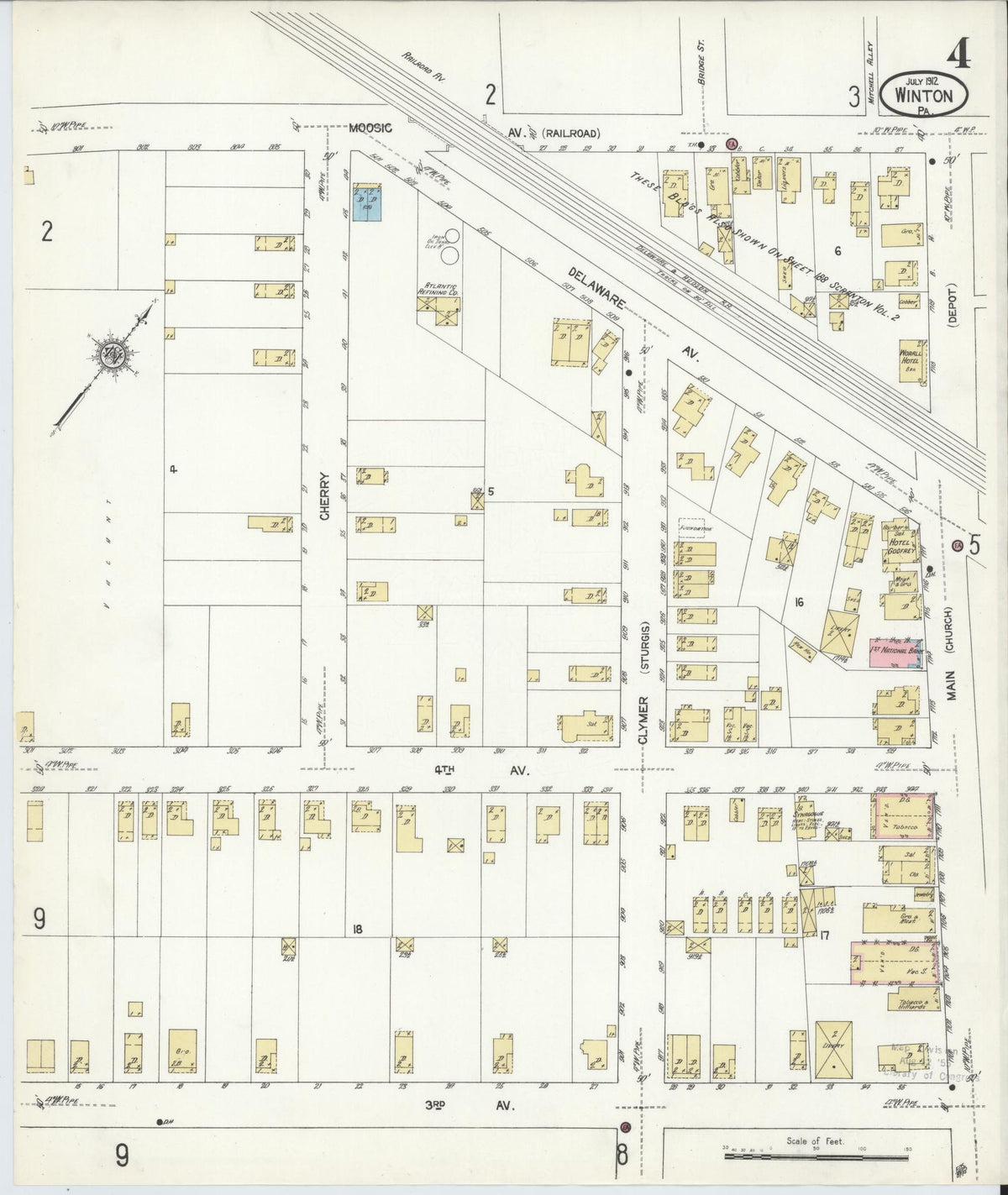 Sanborn Fire Insurance Map from Winton, Lackawanna County, Pennsylvania (1912), Sheet #0004 - Historic Sanborn Fire Insurance Map Print, vintage old map wall art, antique decor, genealogy gift, Pennsylvania Pennsylvania map