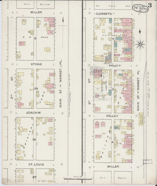 Sanborn Fire Insurance Map from De Soto, Jefferson County, Missouri (1886), Sheet #0003 - Historic Sanborn Fire Insurance Map Print, vintage old map wall art, antique decor, genealogy gift, Missouri Missouri map