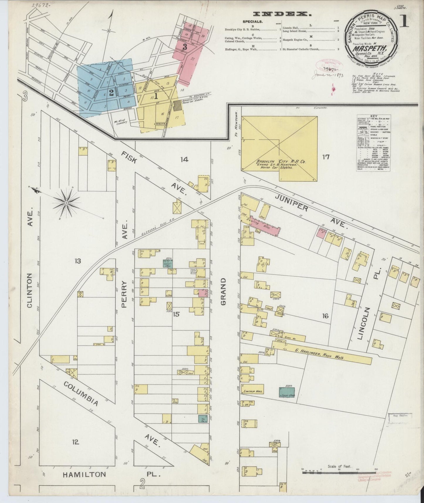 Sanborn Fire Insurance Map from Maspeth, Queens County, New York. (1893) – Historic Sanborn Fire Insurance Map Print