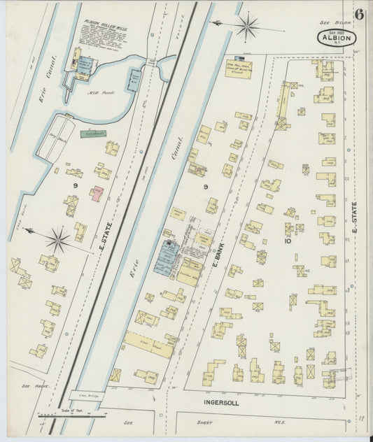 Sanborn Fire Insurance Map from Albion, Orleans County, New York (1889), Sheet #0006 - Historic Sanborn Fire Insurance Map Print, vintage old map wall art, antique decor, genealogy gift, New York New York map