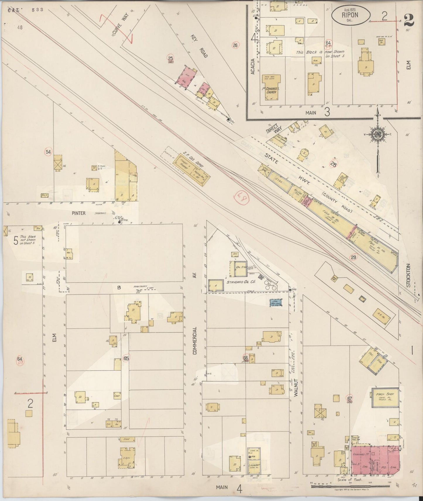 Sanborn Fire Insurance Map from Ripon, San Joaquin County, California (1933), Sheet #0002 - Complete Map Set gallery image, historic Sanborn map, vintage wall art, California California