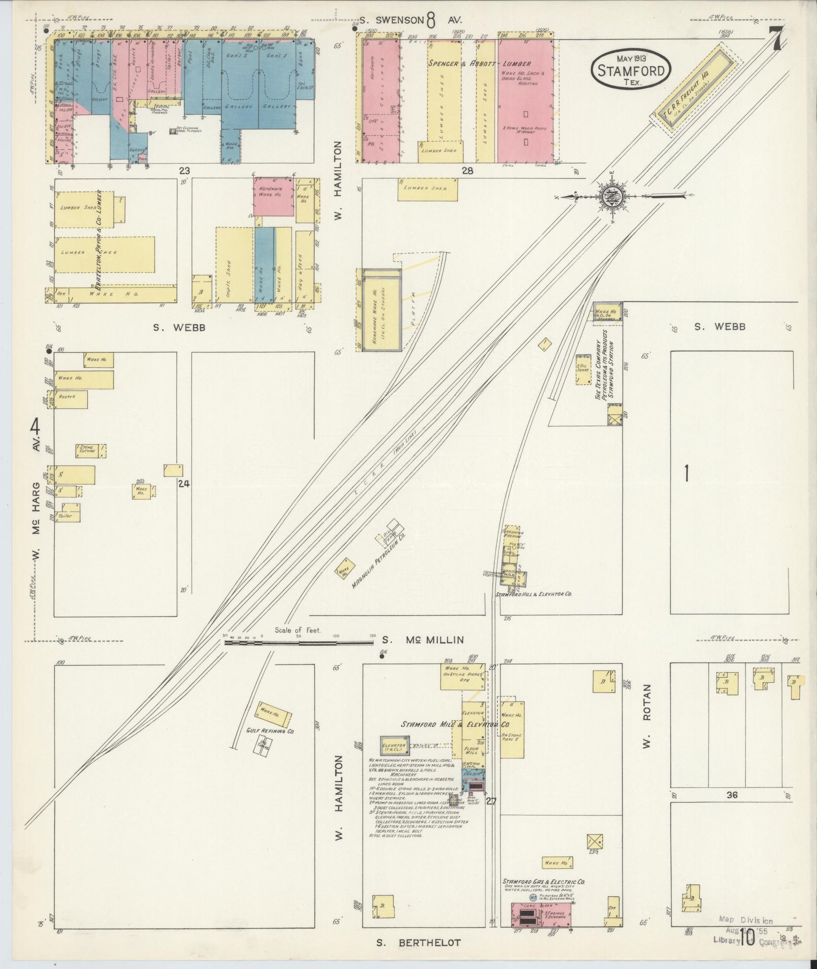 Sanborn Fire Insurance Map from Stamford, Jones County, Texas (1913), Sheet #0007 - Complete Map Set gallery image, historic Sanborn map, vintage wall art, Texas Texas