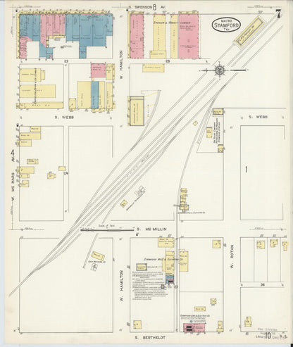 Sanborn Fire Insurance Map from Stamford, Jones County, Texas (1913), Sheet #0007 - Complete Map Set gallery image, historic Sanborn map, vintage wall art, Texas Texas