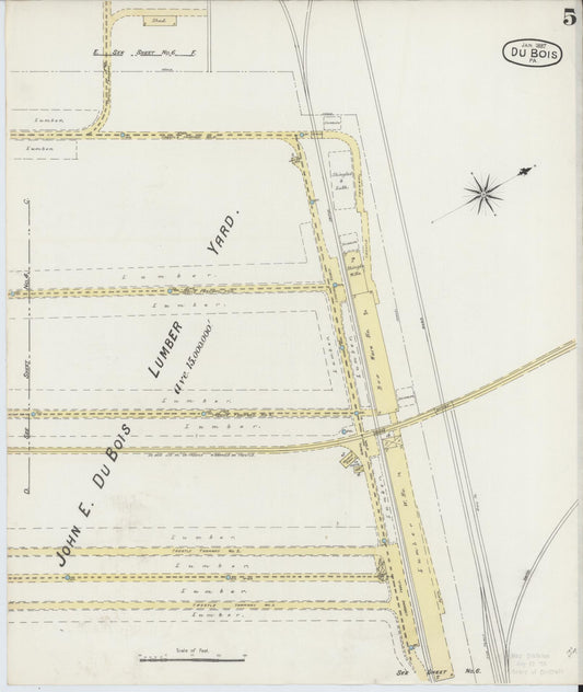 Sanborn Fire Insurance Map from Du Bois, Clearfield County, Pennsylvania (1887), Sheet #0005 - Historic Sanborn Fire Insurance Map Print, vintage old map wall art, antique decor, genealogy gift, Pennsylvania Pennsylvania map