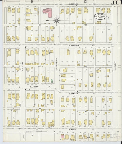 Sanborn Fire Insurance Map from Alliance, Stark County, Ohio (1898), Sheet #0011 - Historic Sanborn Fire Insurance Map Print, vintage old map wall art, antique decor, genealogy gift, Ohio Ohio map