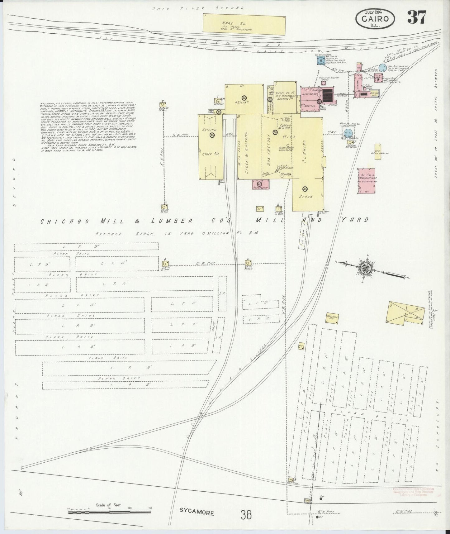 Sanborn Fire Insurance Map from Cairo, Alexander County, Illinois (1914), Sheet #0037 - Complete Map Set gallery image, historic Sanborn map, vintage wall art, Illinois Illinois