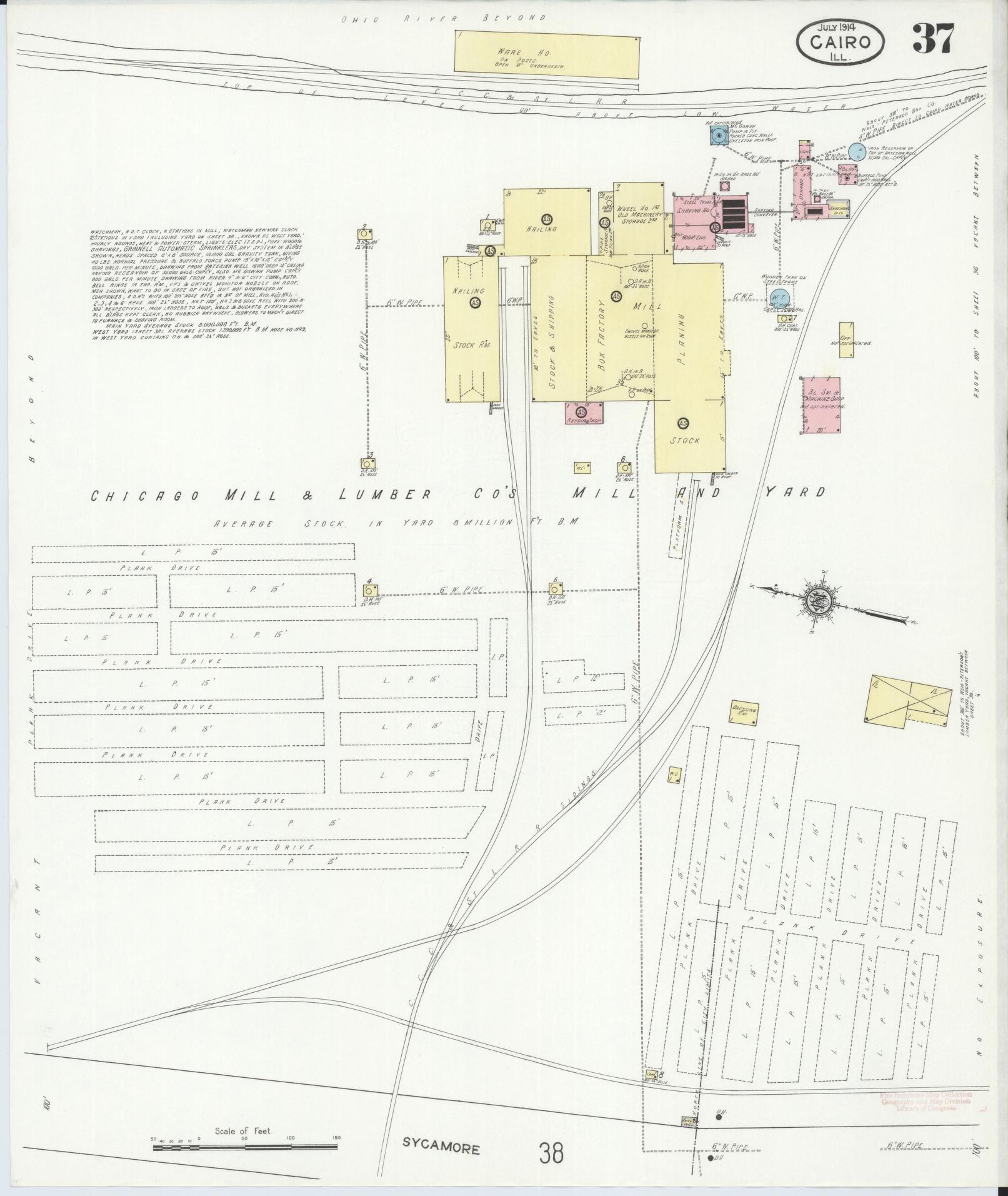 Sanborn Fire Insurance Map from Cairo, Alexander County, Illinois (1914), Sheet #0037 - Complete Map Set gallery image, historic Sanborn map, vintage wall art, Illinois Illinois