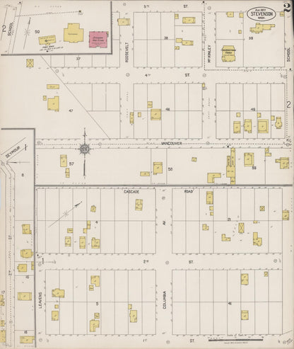 Sanborn Fire Insurance Map from Stevenson, Skamania County, Washington (1922), Sheet #0002 - Complete Map Set gallery image, historic Sanborn map, vintage wall art, Washington Washington