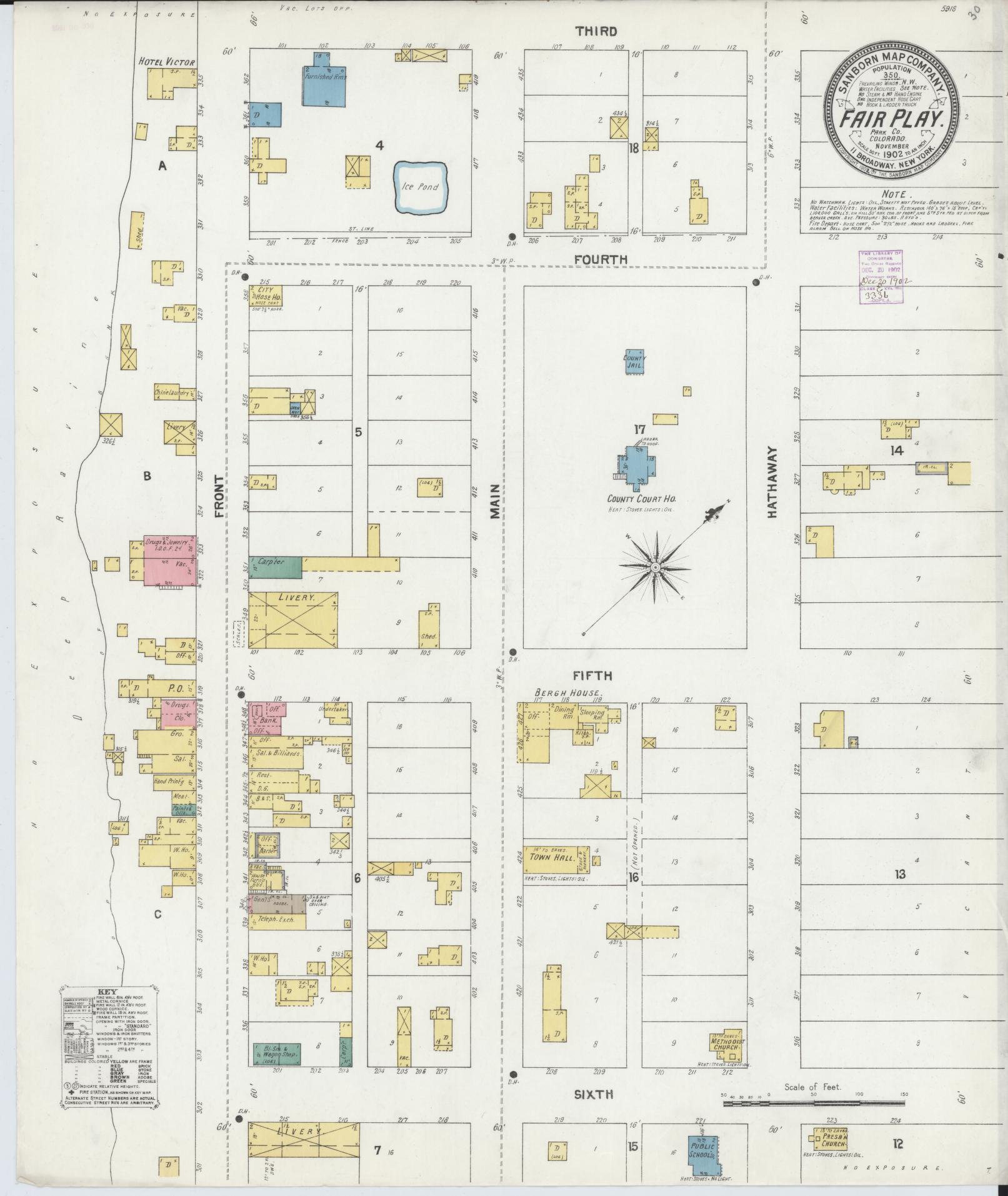 Sanborn Fire Insurance Map from Fair Play, Park County, Colorado (1902), Sheet #0001 - Historic Sanborn Fire Insurance Map Print, vintage old map wall art, antique decor, genealogy gift, Colorado Colorado map
