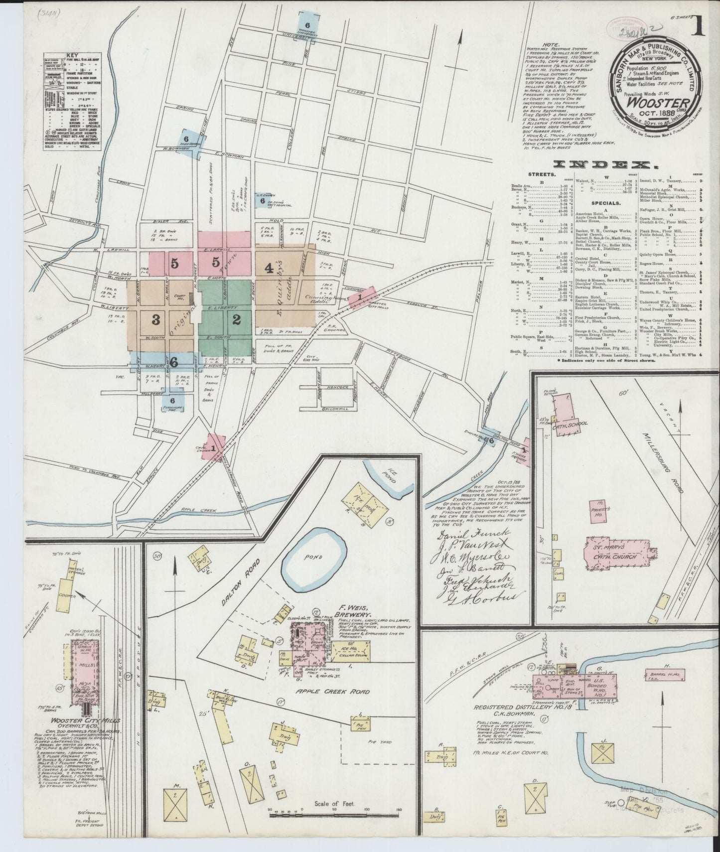 Sanborn Fire Insurance Map from Wooster, Wayne County, Ohio (1888), Sheet #0001 - Complete Map Set gallery image, historic Sanborn map, vintage wall art, Ohio Ohio