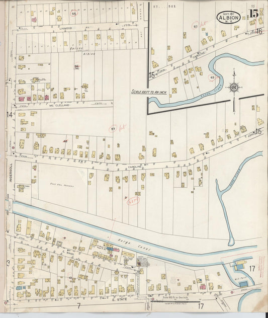 Sanborn Fire Insurance Map from Albion, Orleans County, New York (1941), Sheet #0015 - Historic Sanborn Fire Insurance Map Print, vintage old map wall art, antique decor, genealogy gift, New York New York map