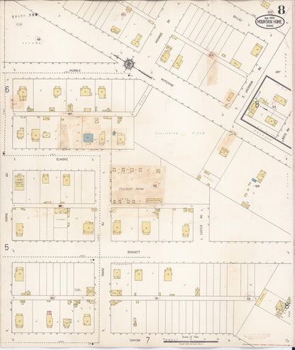 Sanborn Fire Insurance Map from Mountain Home, Elmore County, Idaho (1931), Sheet #0008 - Complete Map Set gallery image, historic Sanborn map, vintage wall art, Idaho Idaho