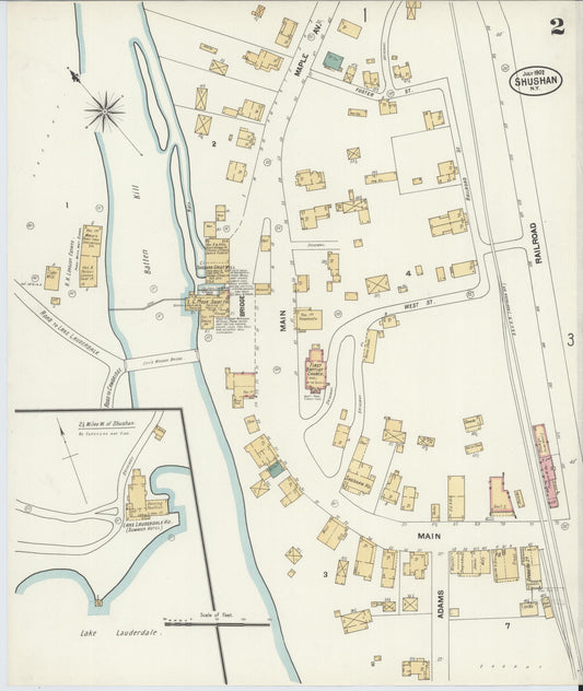 Sanborn Fire Insurance Map from Shushan, Washington County, New York (1902), Sheet #0002 - Historic Sanborn Fire Insurance Map Print, vintage old map wall art, antique decor, genealogy gift, New York New York map