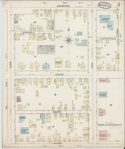 Sanborn Fire Insurance Map from Bristol, Bristol County, Rhode Island (1884), Sheet #0003 - Complete Map Set gallery image, historic Sanborn map, vintage wall art, Rhode Island Rhode Island
