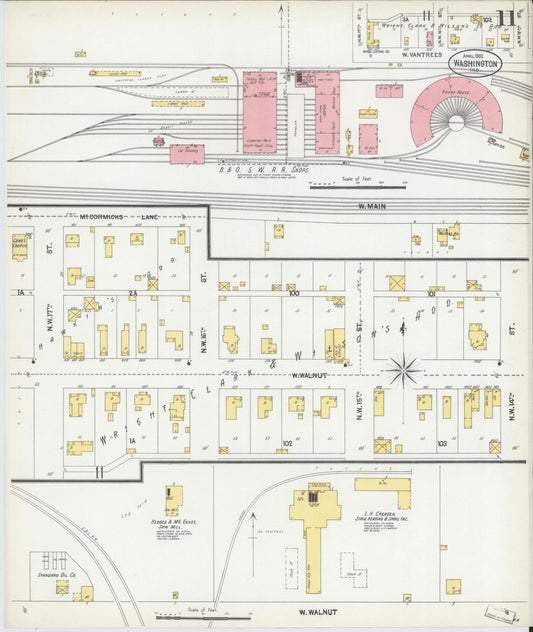 Sanborn Fire Insurance Map from Washington, Daviess County, Indiana (1902), Sheet #0011 - Historic Sanborn Fire Insurance Map Print, vintage old map wall art, antique decor, genealogy gift, Washington Washington map