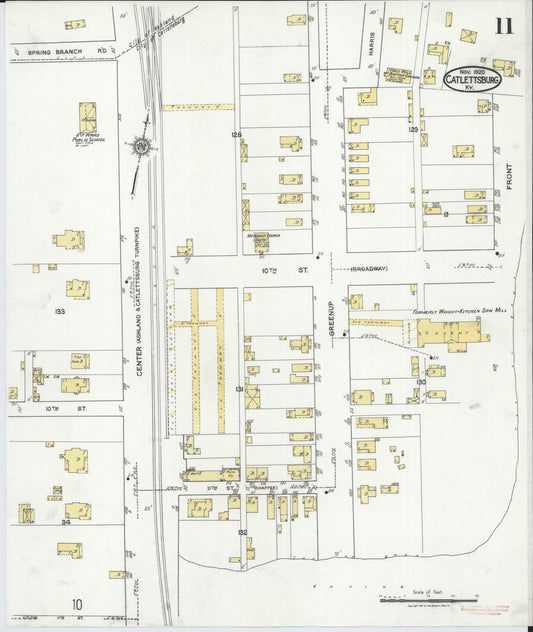 Sanborn Fire Insurance Map from Catlettsburg, Boyd County, Kentucky (1920), Sheet #0011 - Historic Sanborn Fire Insurance Map Print, vintage old map wall art, antique decor, genealogy gift, Kentucky Kentucky map
