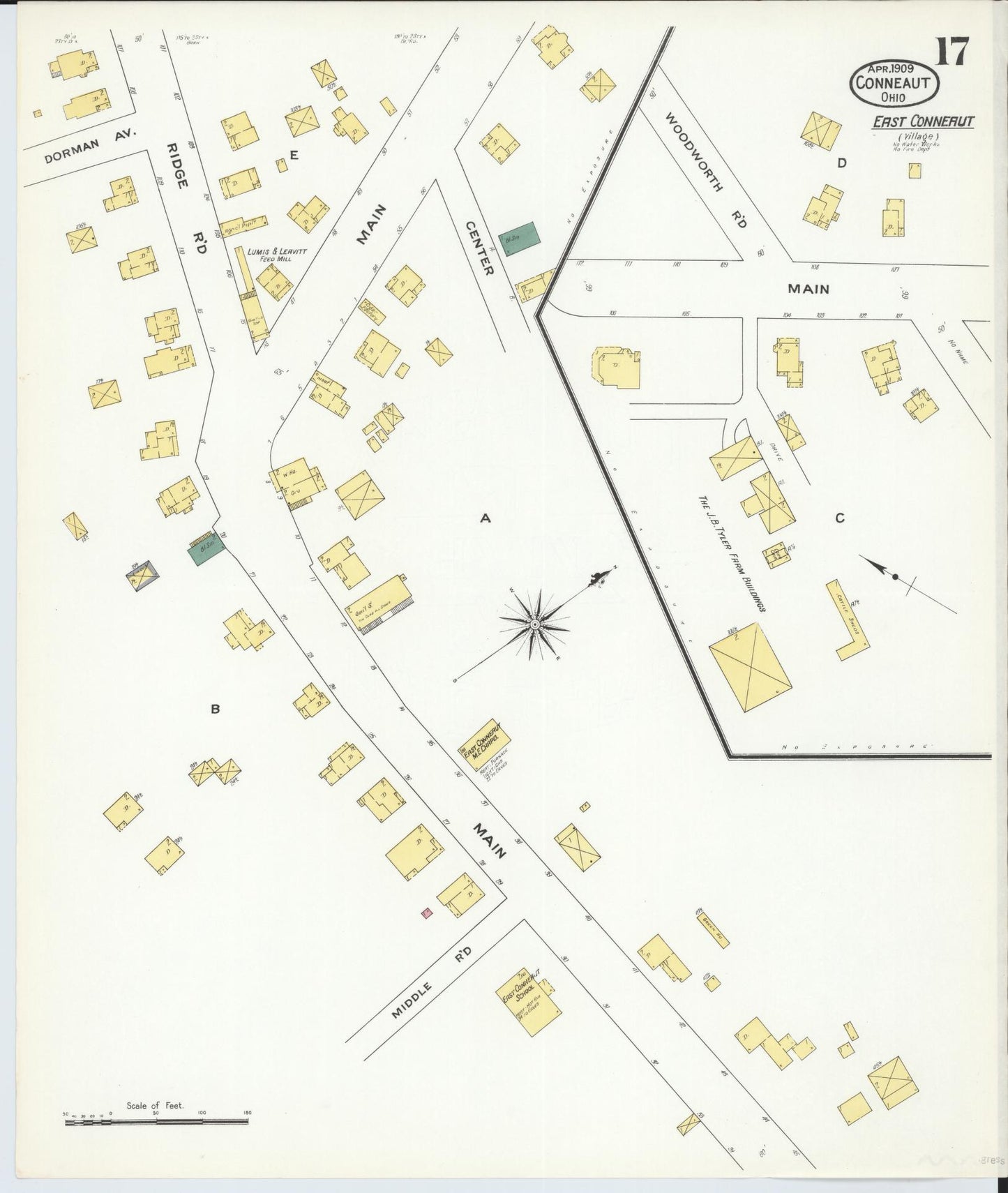 Sanborn Fire Insurance Map from Conneaut, Ashtabula County, Ohio (1909), Sheet #0017 - Historic Sanborn Fire Insurance Map Print, vintage old map wall art, antique decor, genealogy gift, Ohio Ohio map