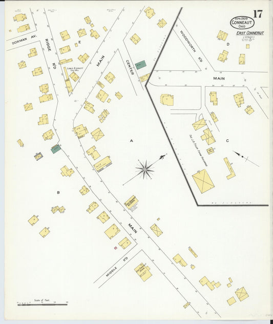 Sanborn Fire Insurance Map from Conneaut, Ashtabula County, Ohio (1909), Sheet #0017 - Historic Sanborn Fire Insurance Map Print, vintage old map wall art, antique decor, genealogy gift, Ohio Ohio map