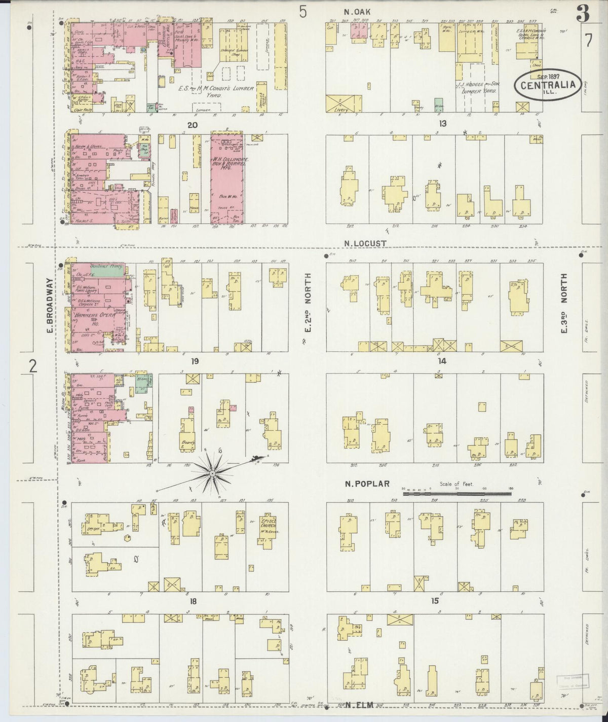 Sanborn Fire Insurance Map from Centralia, Marion, Clinton, Jefferson, and Washington Counties, Illinois (1897), Sheet #0003 - Complete Map Set gallery image, historic Sanborn map, vintage wall art, Illinois Illinois