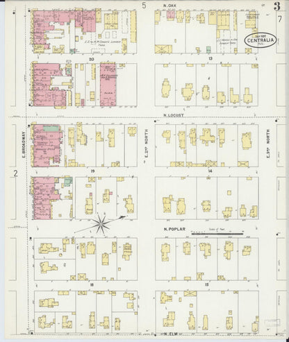 Sanborn Fire Insurance Map from Centralia, Marion, Clinton, Jefferson, and Washington Counties, Illinois (1897), Sheet #0003 - Complete Map Set gallery image, historic Sanborn map, vintage wall art, Illinois Illinois