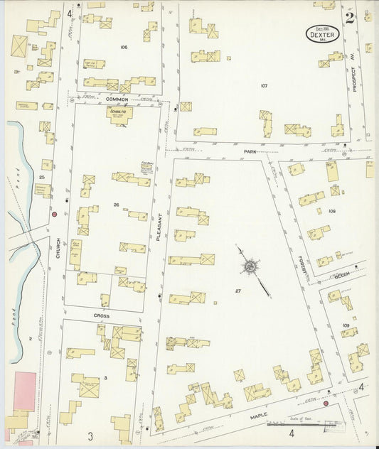 Sanborn Fire Insurance Map from Dexter, Penobscot County, Maine (1911), Sheet #0002 - Historic Sanborn Fire Insurance Map Print, vintage old map wall art, antique decor, genealogy gift, Maine Maine map