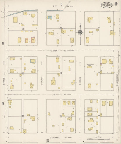 Sanborn Fire Insurance Map from Colville, Stevens County, Washington (1912), Sheet #0009 - Complete Map Set gallery image, historic Sanborn map, vintage wall art, Washington Washington
